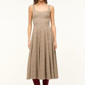 NWT Staud Wells Dress Mocha Herringbone